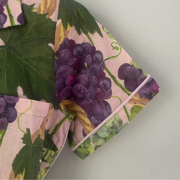 New NWT Kip & Co the vine linen playsuit French grapes short sleeve romper XS 6